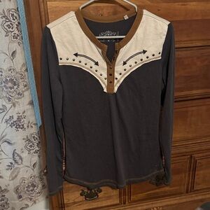 Panhandle Slim Long Sleeve Shirt with Brown Accents